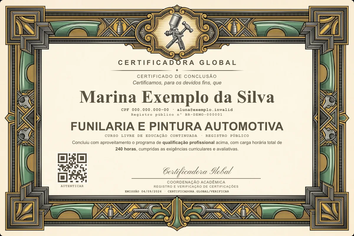 Capa do curso Funilaria e Pintura Automotiva