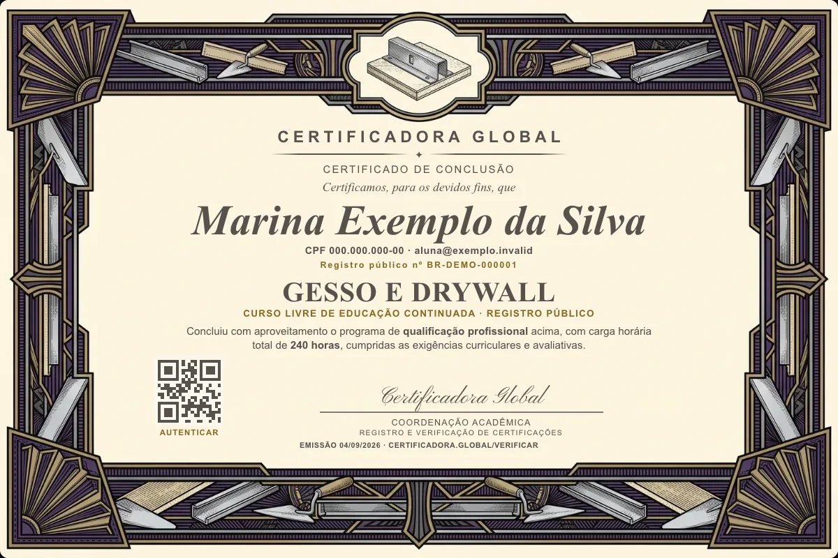 Capa do curso Gesso e Drywall