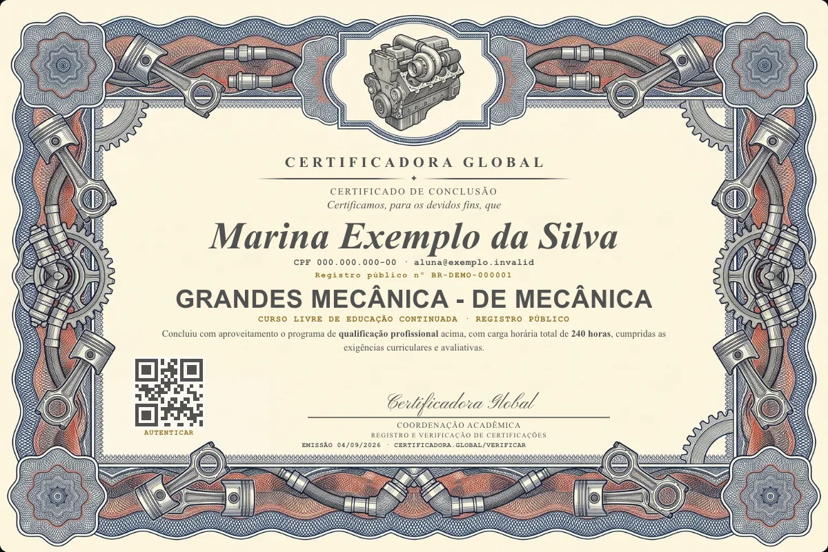 Capa do curso Grandes Mecânica - de Mecânica