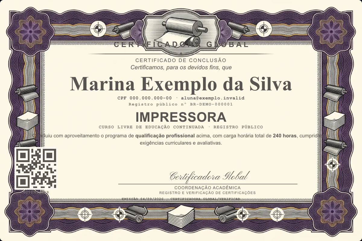 Capa do curso Impressora
