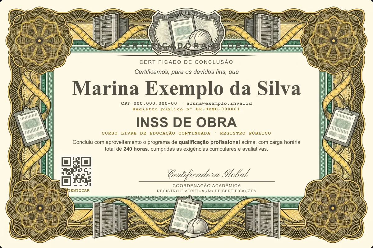 Capa do curso Inss de Obra