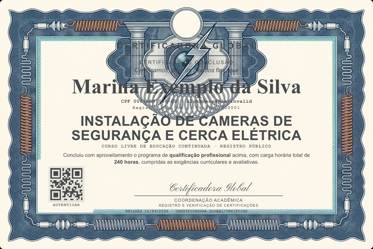 Capa do curso Instalação de Cameras de Segurança e Cerca Elétrica