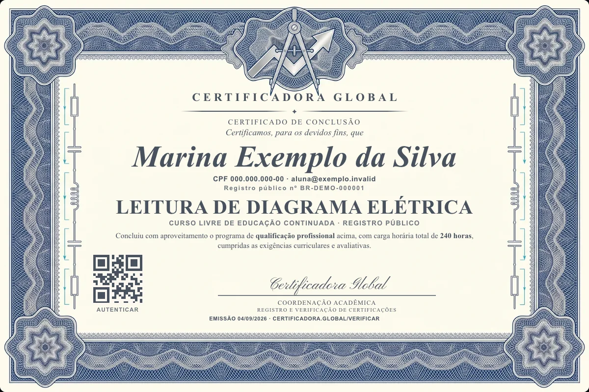 Capa do curso Leitura de Diagrama Elétrica