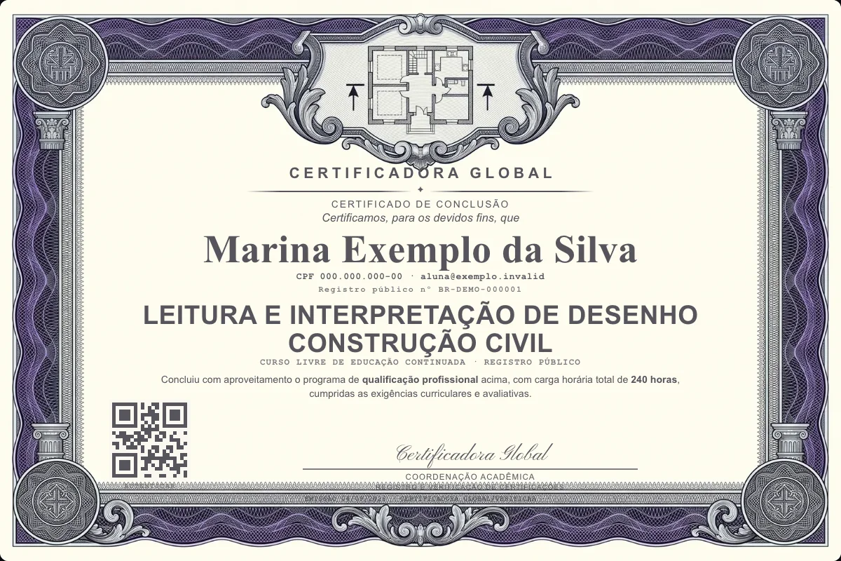 Capa do curso Leitura e Interpretação de Desenho Construção Civil