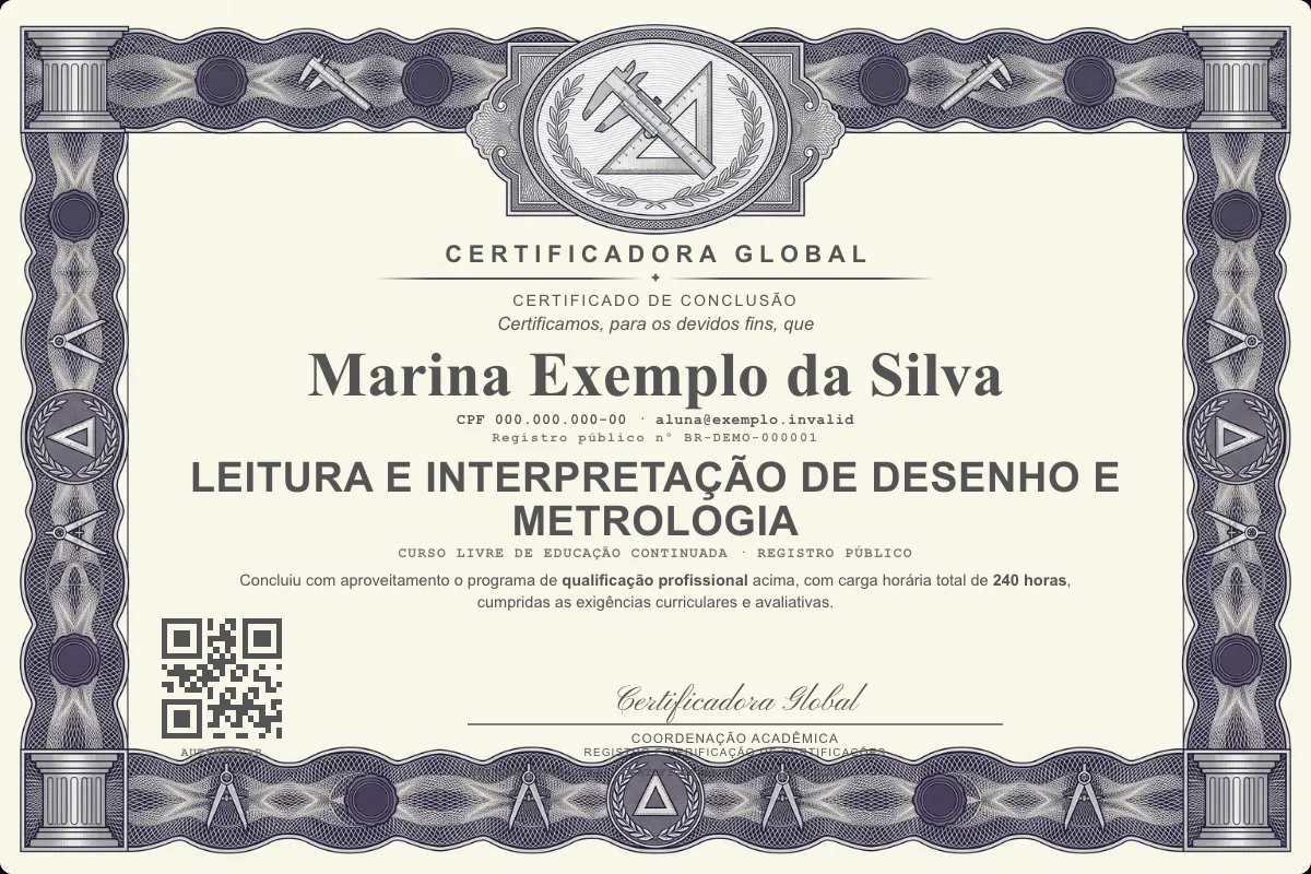 Capa do curso Leitura e Interpretação de Desenho e Metrologia