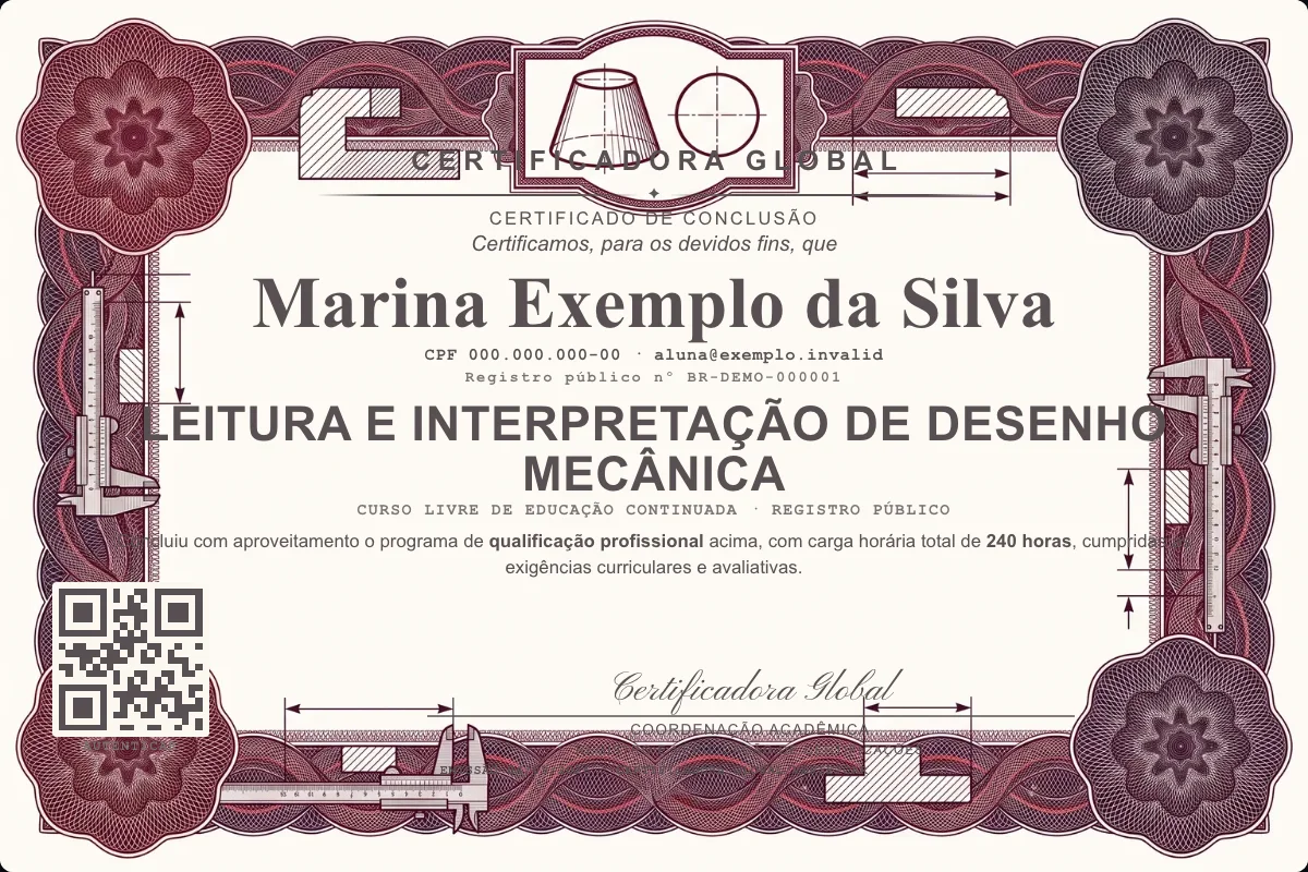 Capa do curso Leitura e Interpretação de Desenho Mecânica