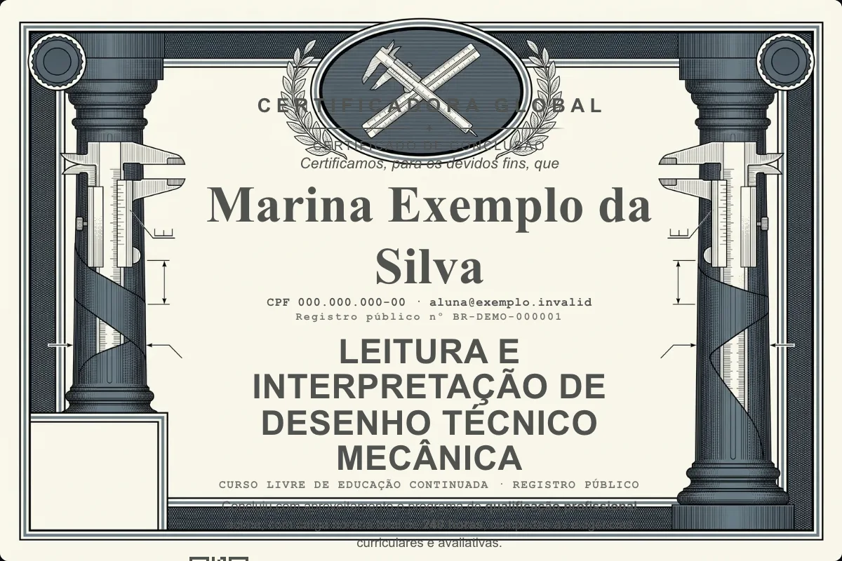 Capa do curso Leitura e Interpretação de Desenho Técnico Mecânica