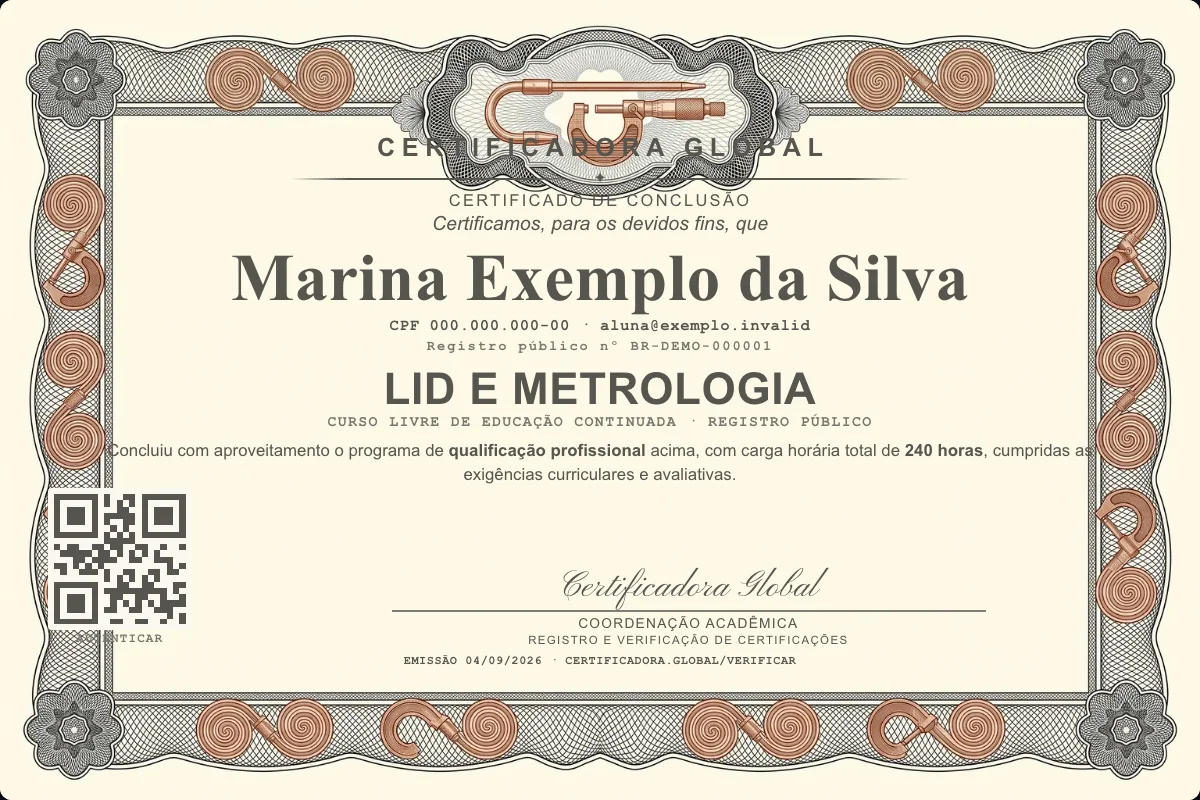 Capa do curso Lid e Metrologia