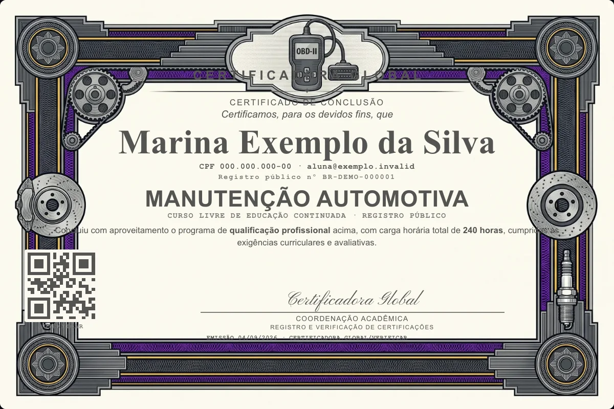 Capa do curso Manutenção Automotiva
