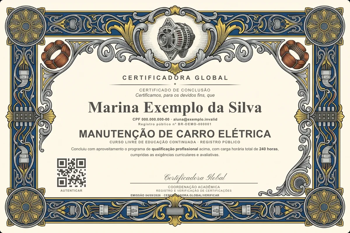 Capa do curso Manutenção de Carro Elétrica