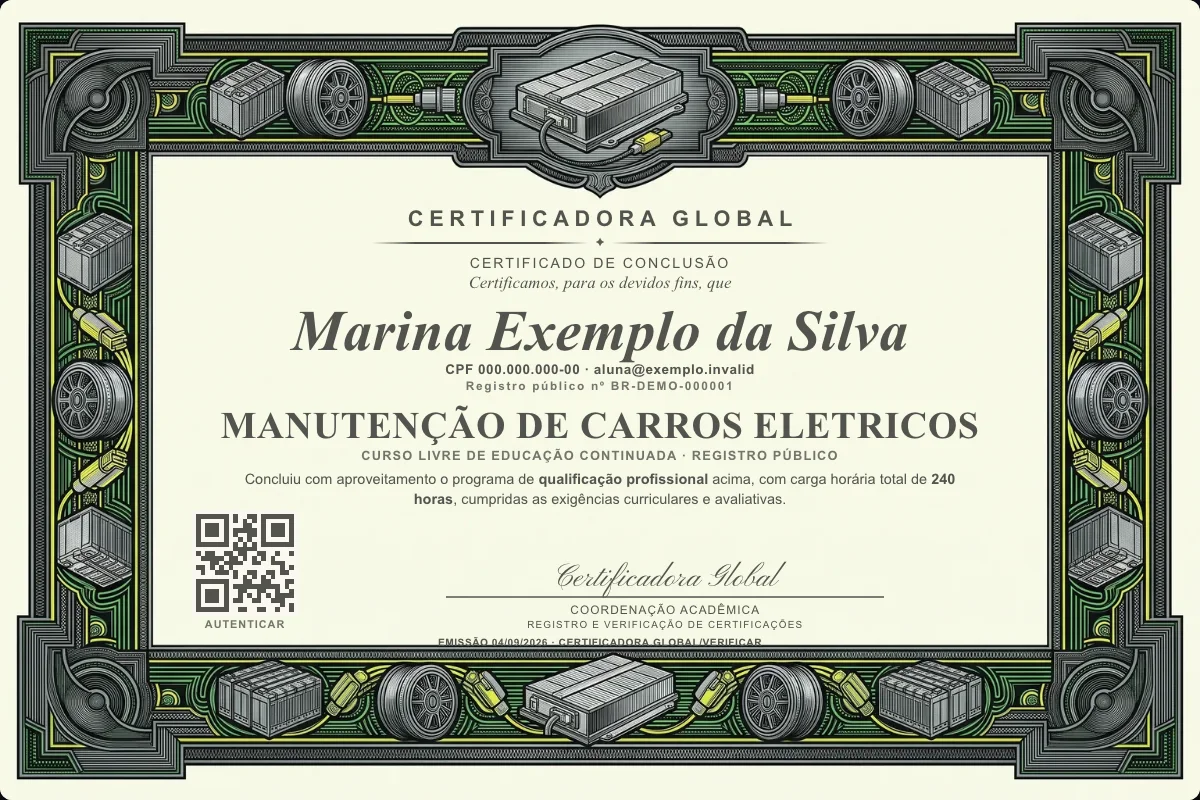 Capa do curso Manutenção de Carros Eletricos