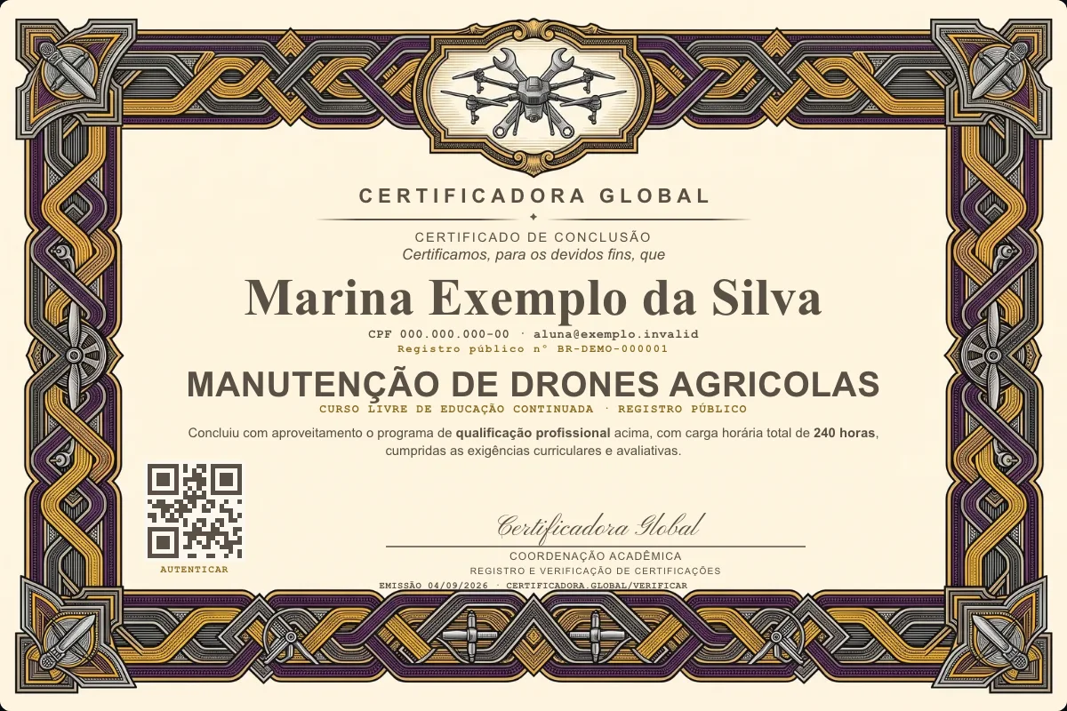 Capa do curso Manutenção de Drones Agricolas