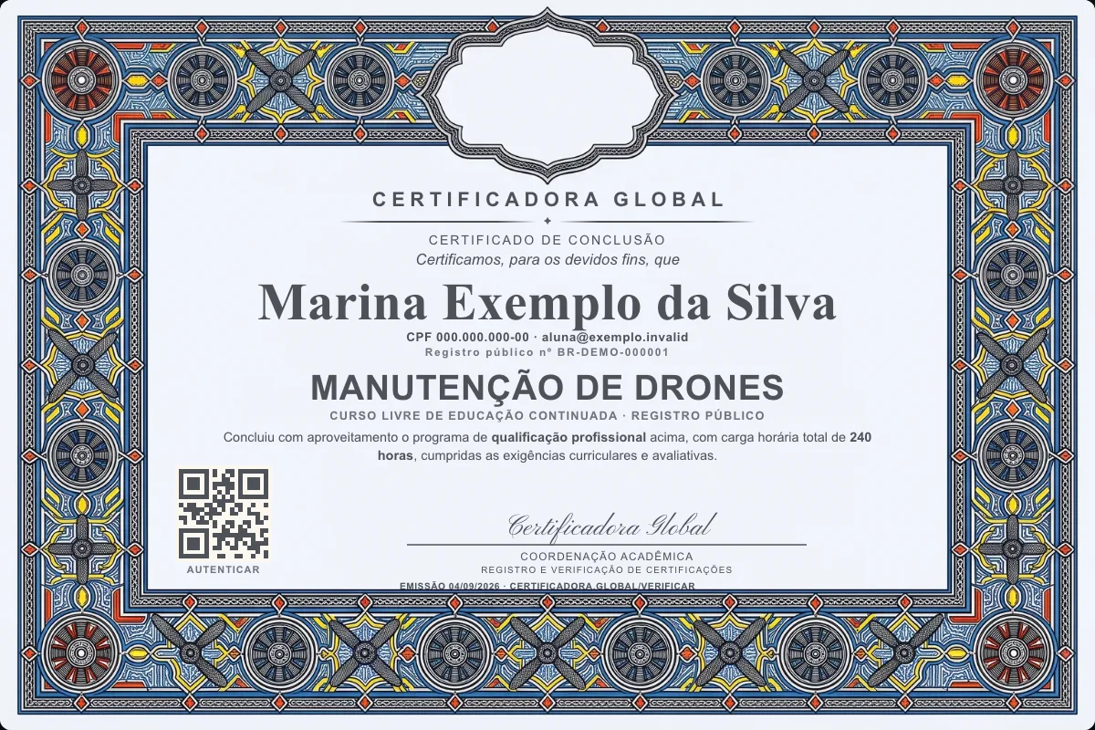 Capa do curso Manutenção de Drones