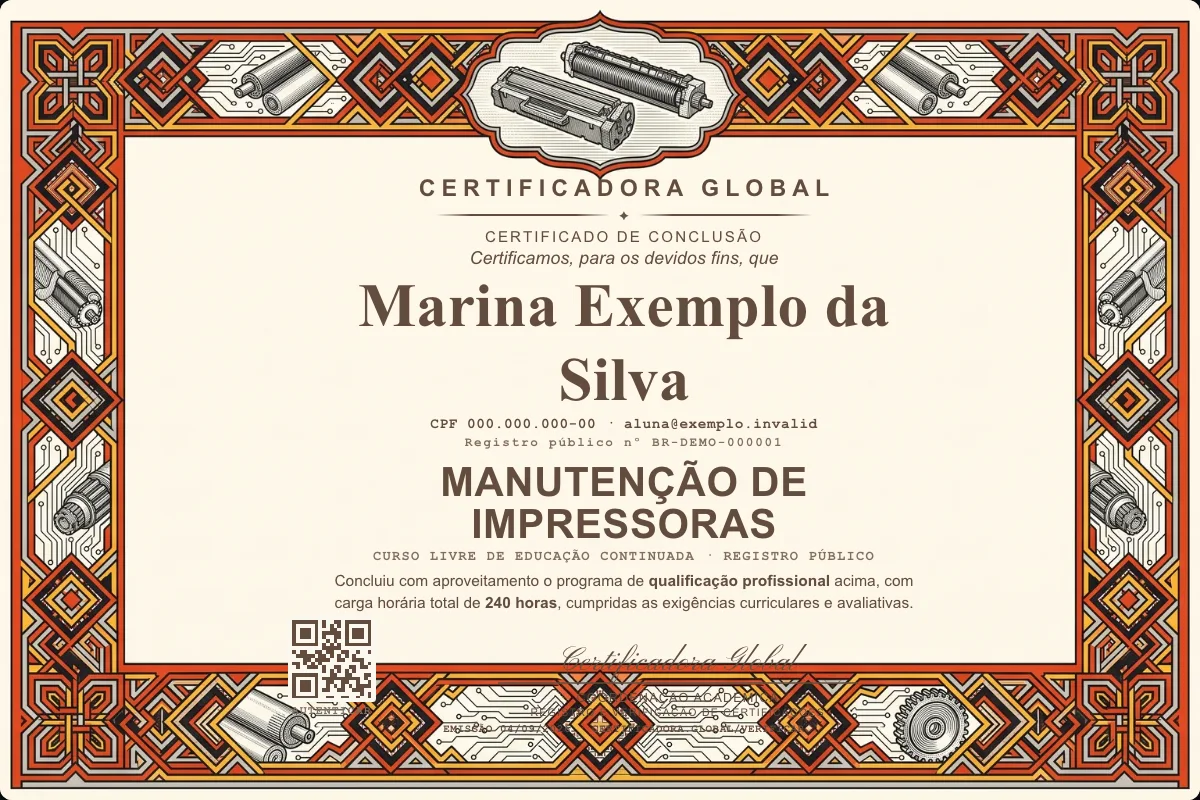 Capa do curso Manutenção de Impressoras