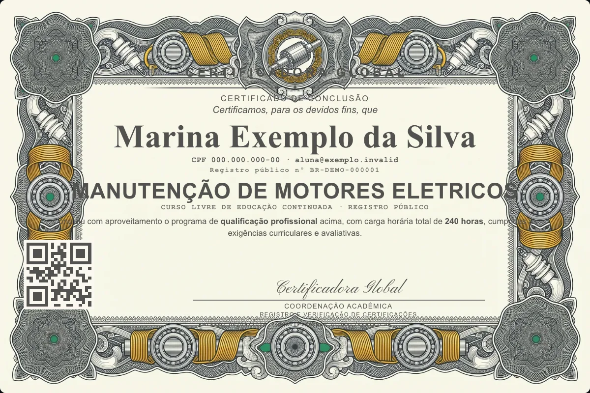 Capa do curso Manutenção de Motores Eletricos