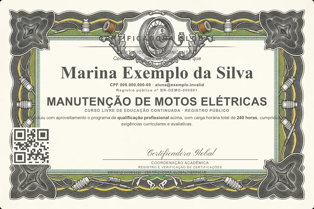 Capa do curso Manutenção de Motos Elétricas
