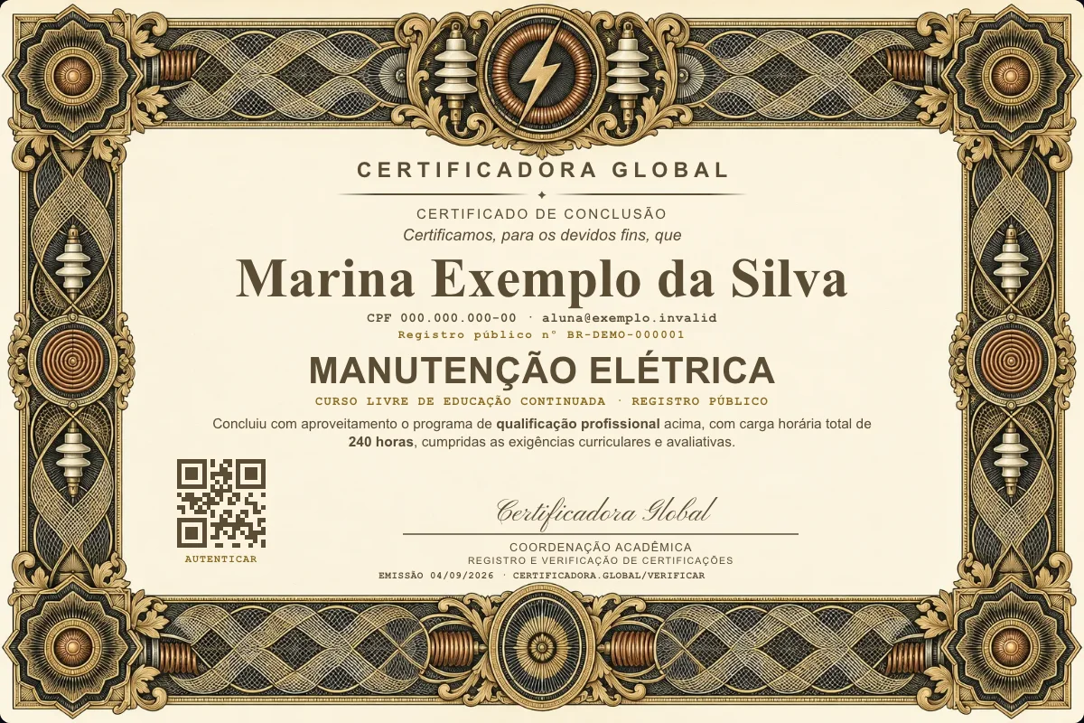 Capa do curso Manutenção Elétrica