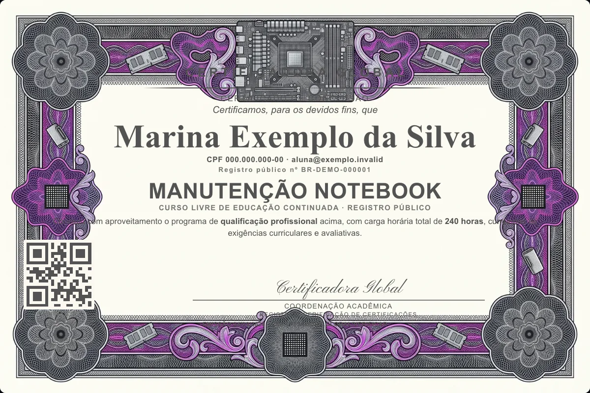 Capa do curso Manutenção Notebook