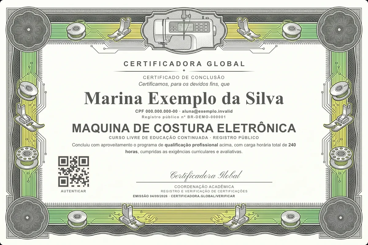 Capa do curso Maquina de Costura Eletrônica
