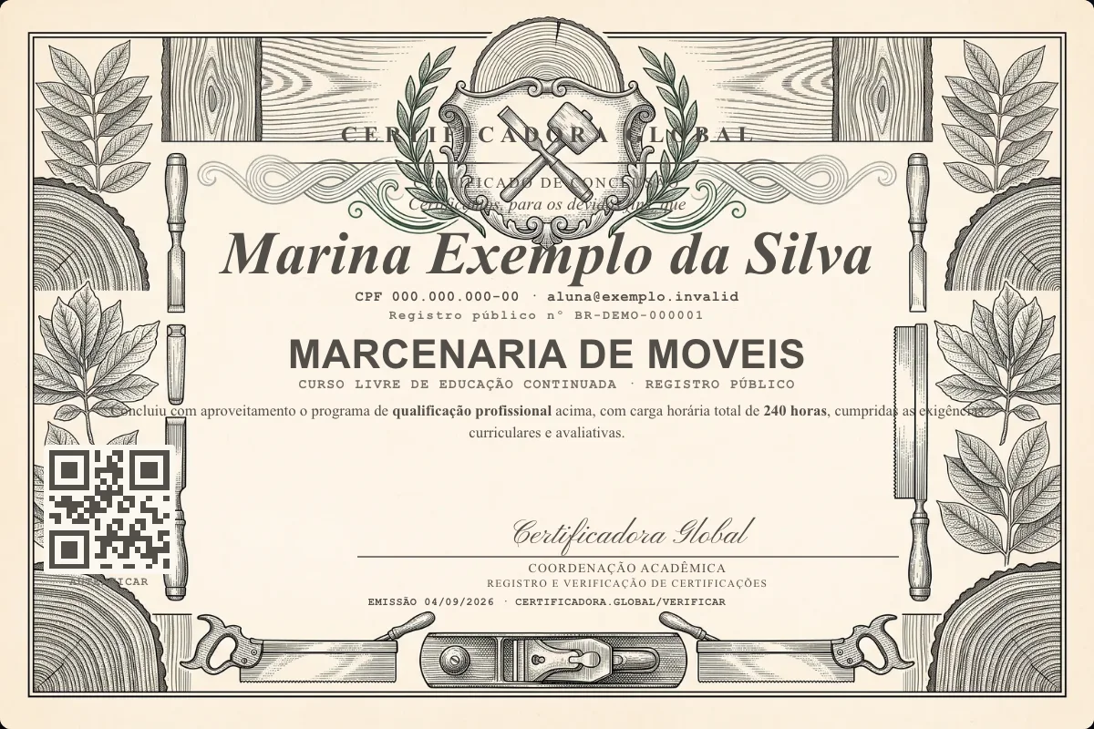 Capa do curso Marcenaria de Moveis
