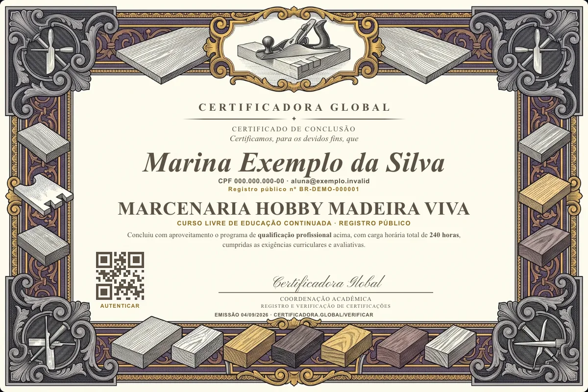 Capa do curso Marcenaria Hobby Madeira Viva