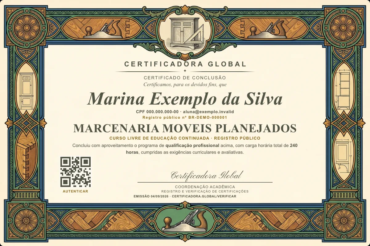 Capa do curso Marcenaria Moveis Planejados