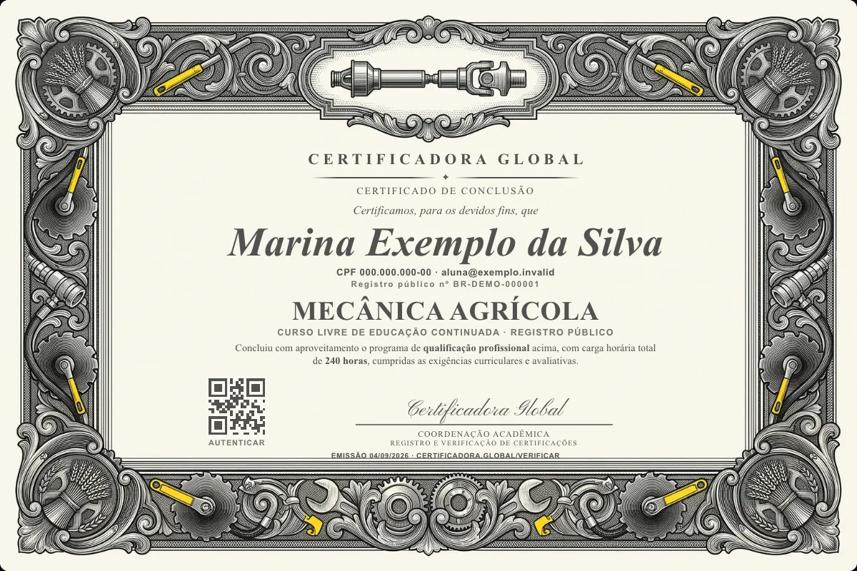 Capa do curso Mecânica Agrícola