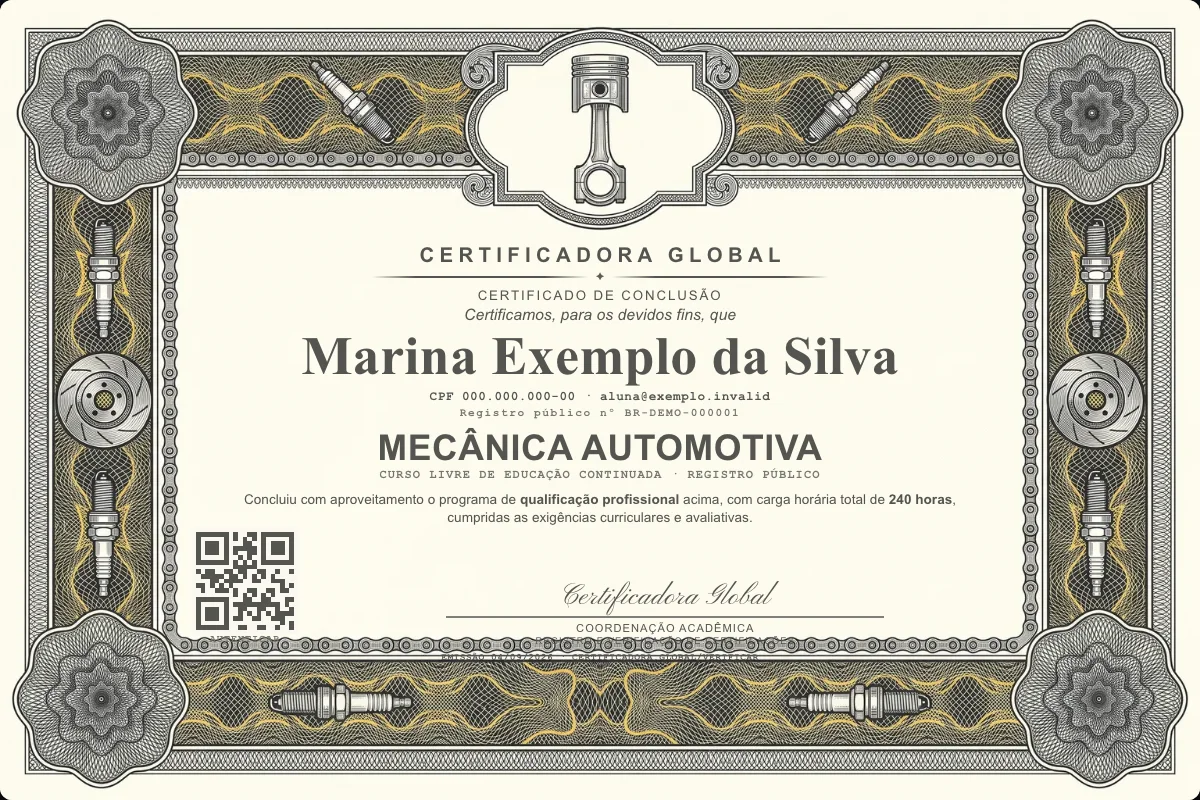 Capa do curso Mecânica Automotiva