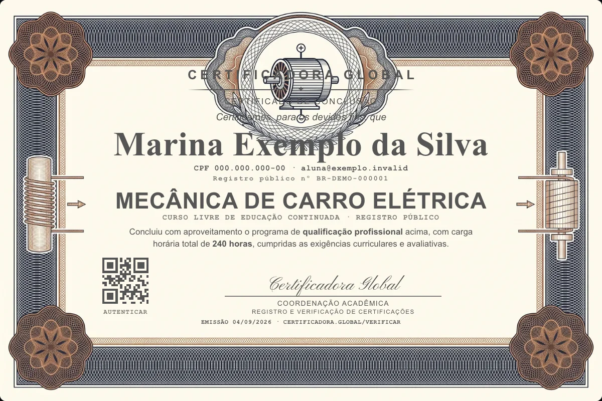 Capa do curso Mecânica de Carro Elétrica