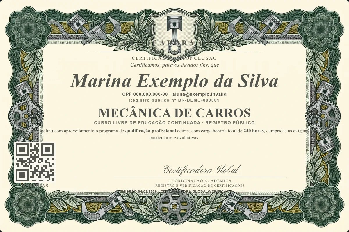 Capa do curso Mecânica de Carros