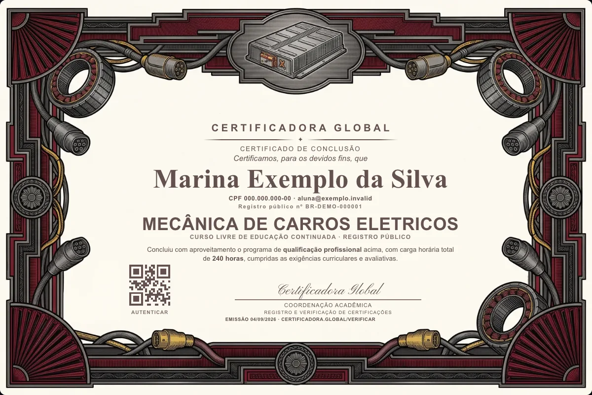 Capa do curso Mecânica de Carros Eletricos