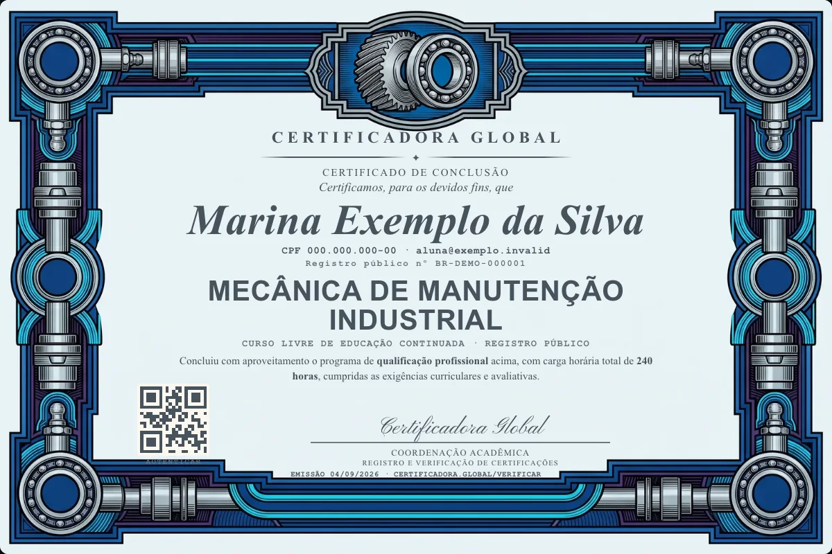 Capa do curso Mecânica de Manutenção Industrial