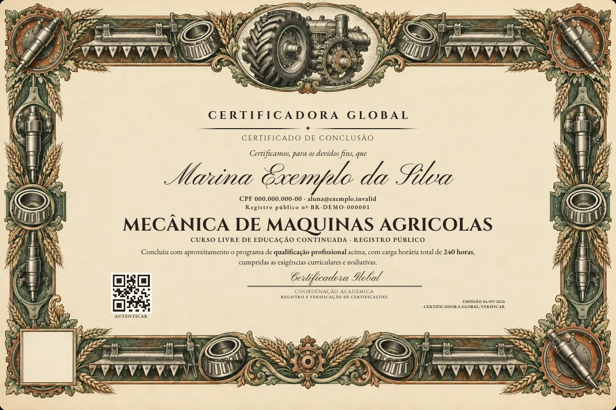 Capa do curso Mecânica de Maquinas Agricolas
