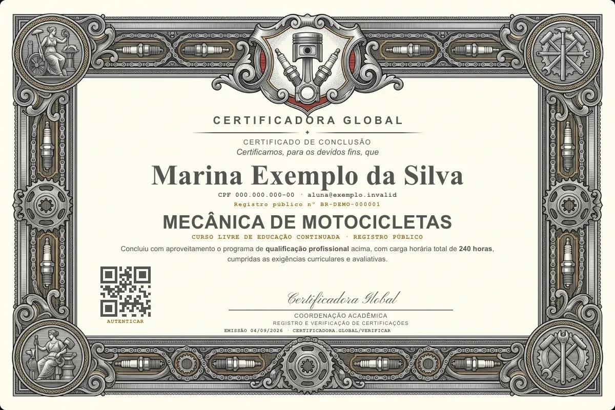 Capa do curso Mecânica de Motocicletas