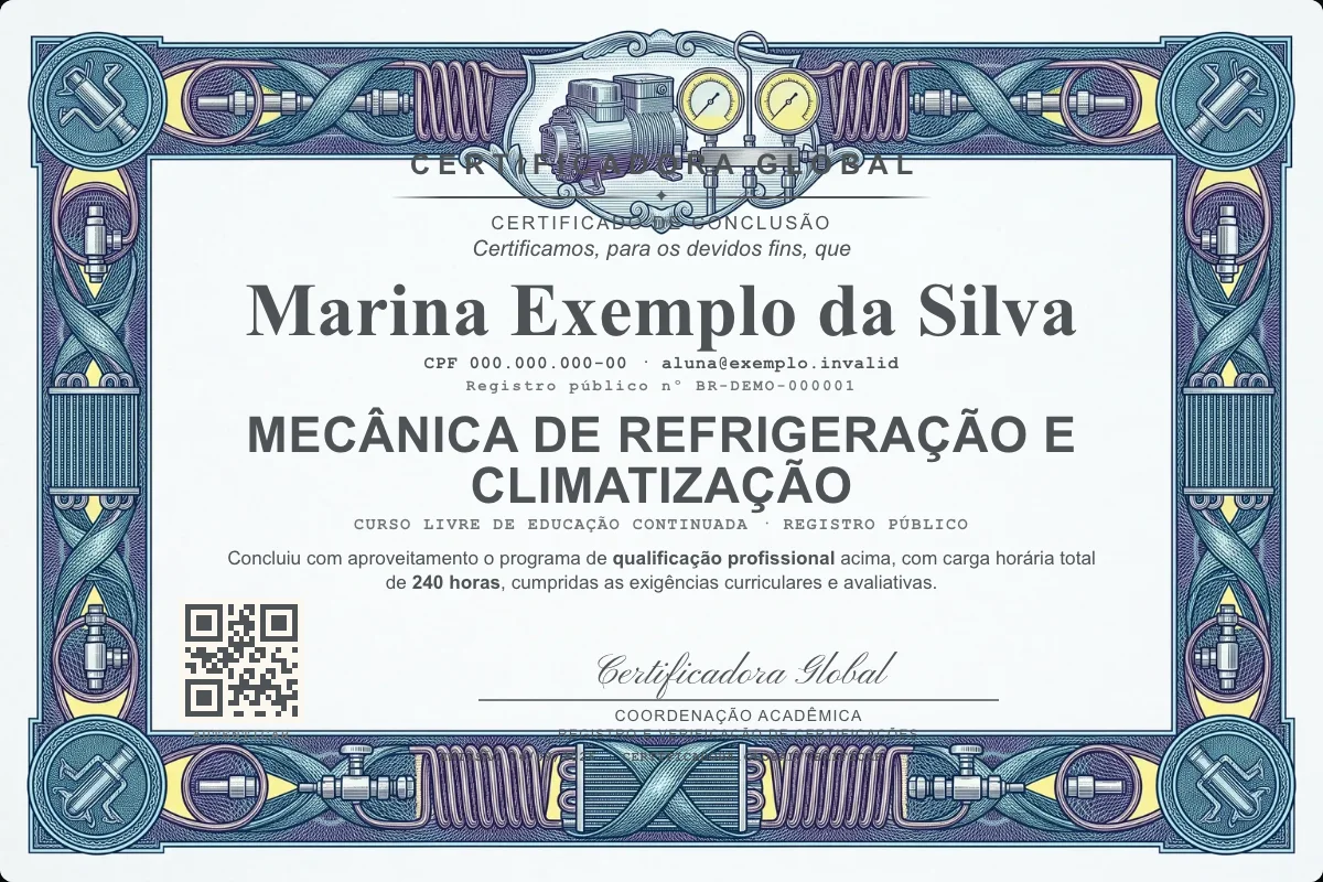 Capa do curso Mecânica de Refrigeração e Climatização