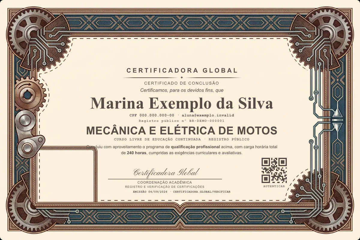 Capa do curso Mecânica e Elétrica de Motos