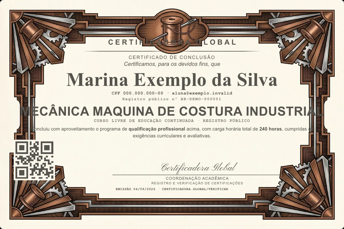 Capa do curso Mecânica Maquina de Costura Industrial