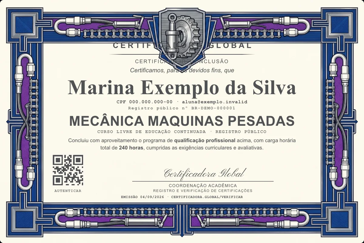 Capa do curso Mecânica Maquinas Pesadas