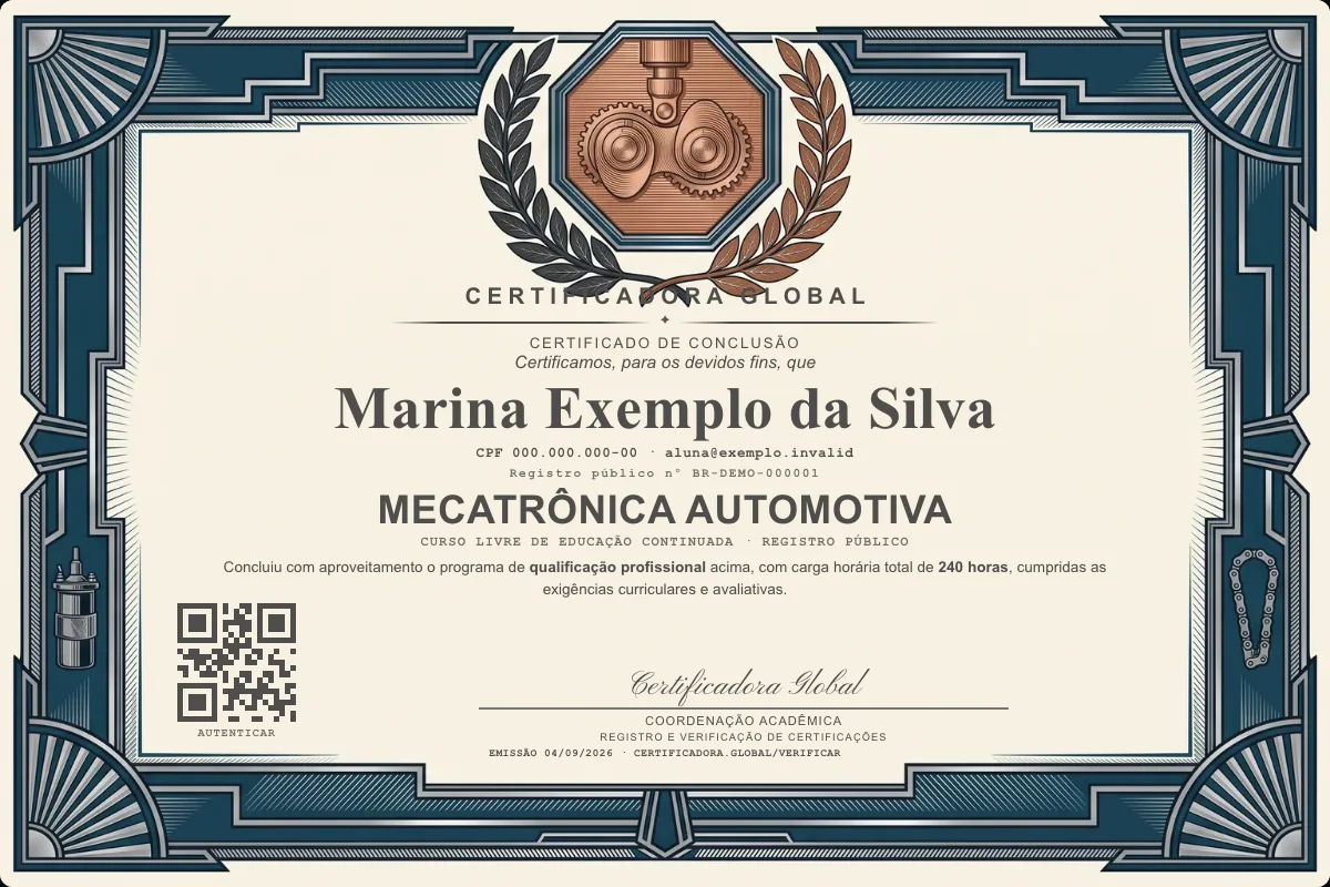 Capa do curso Mecatrônica Automotiva