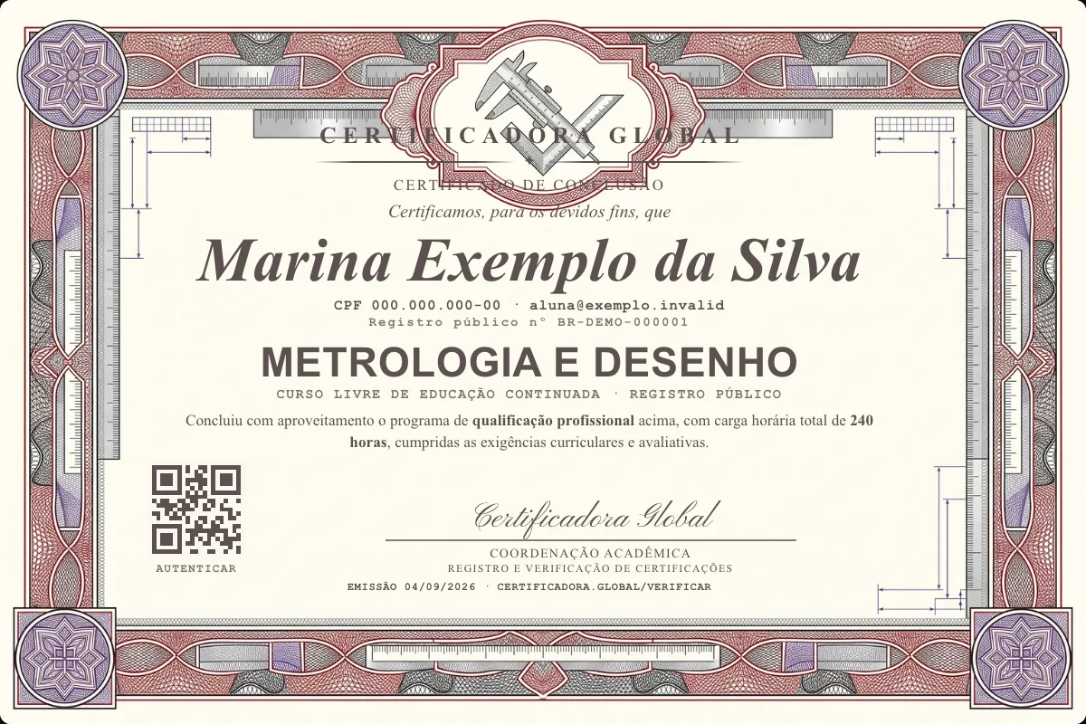 Capa do curso Metrologia e Desenho