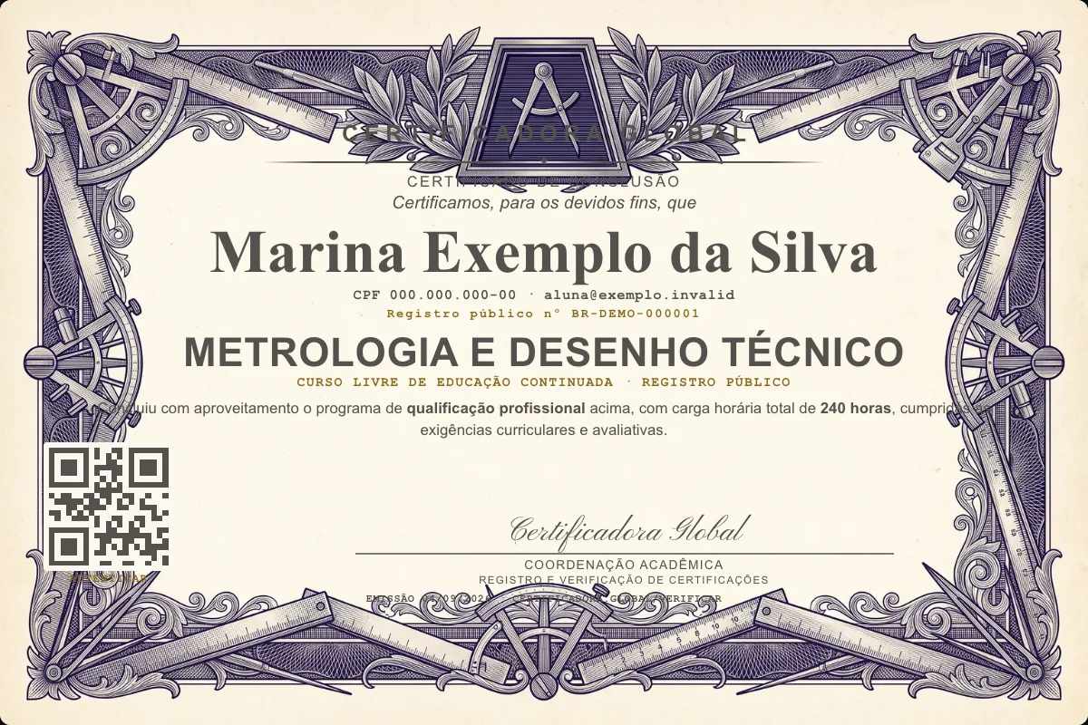 Capa do curso Metrologia e Desenho Técnico