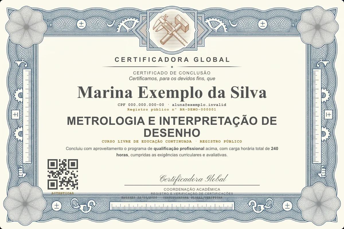 Capa do curso Metrologia e Interpretação de Desenho