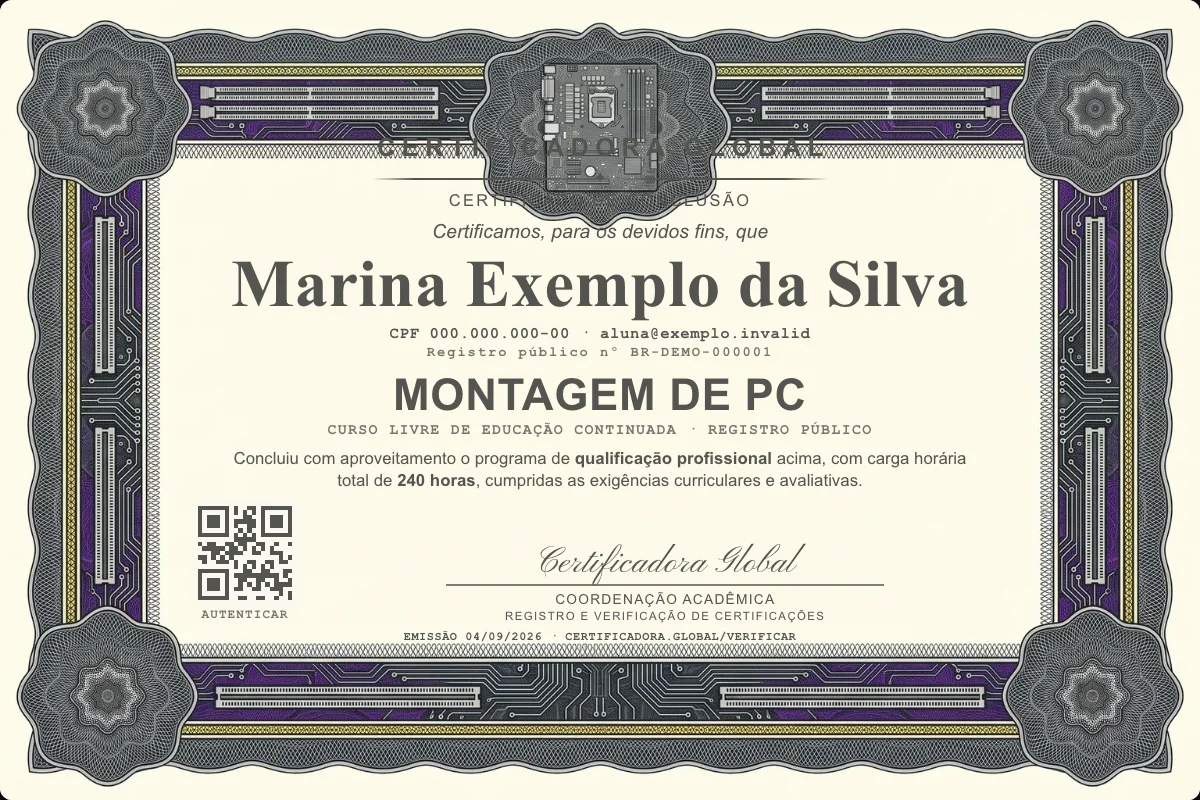 Capa do curso Montagem de Pc