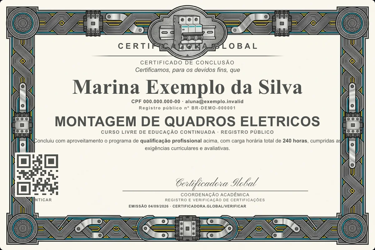 Capa do curso Montagem de Quadros Eletricos