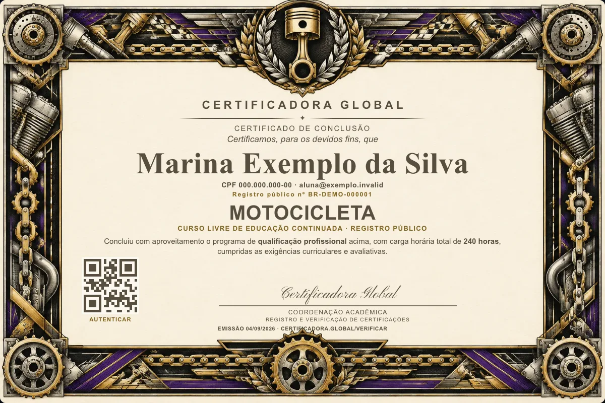 Capa do curso Motocicleta