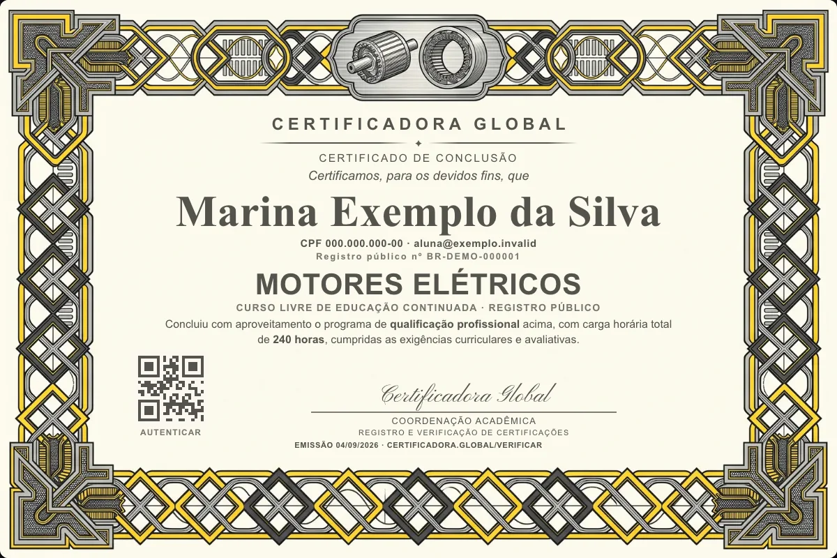 Capa do curso Motores Elétricos