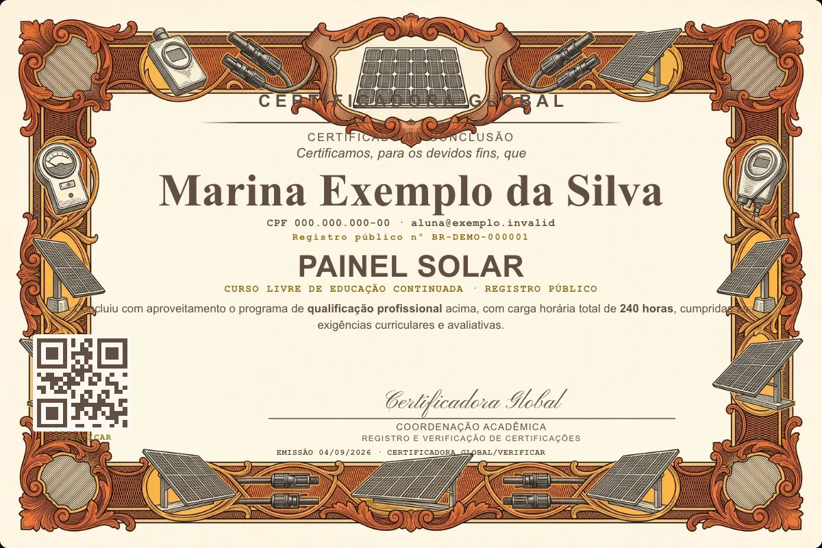 Capa do curso Painel Solar
