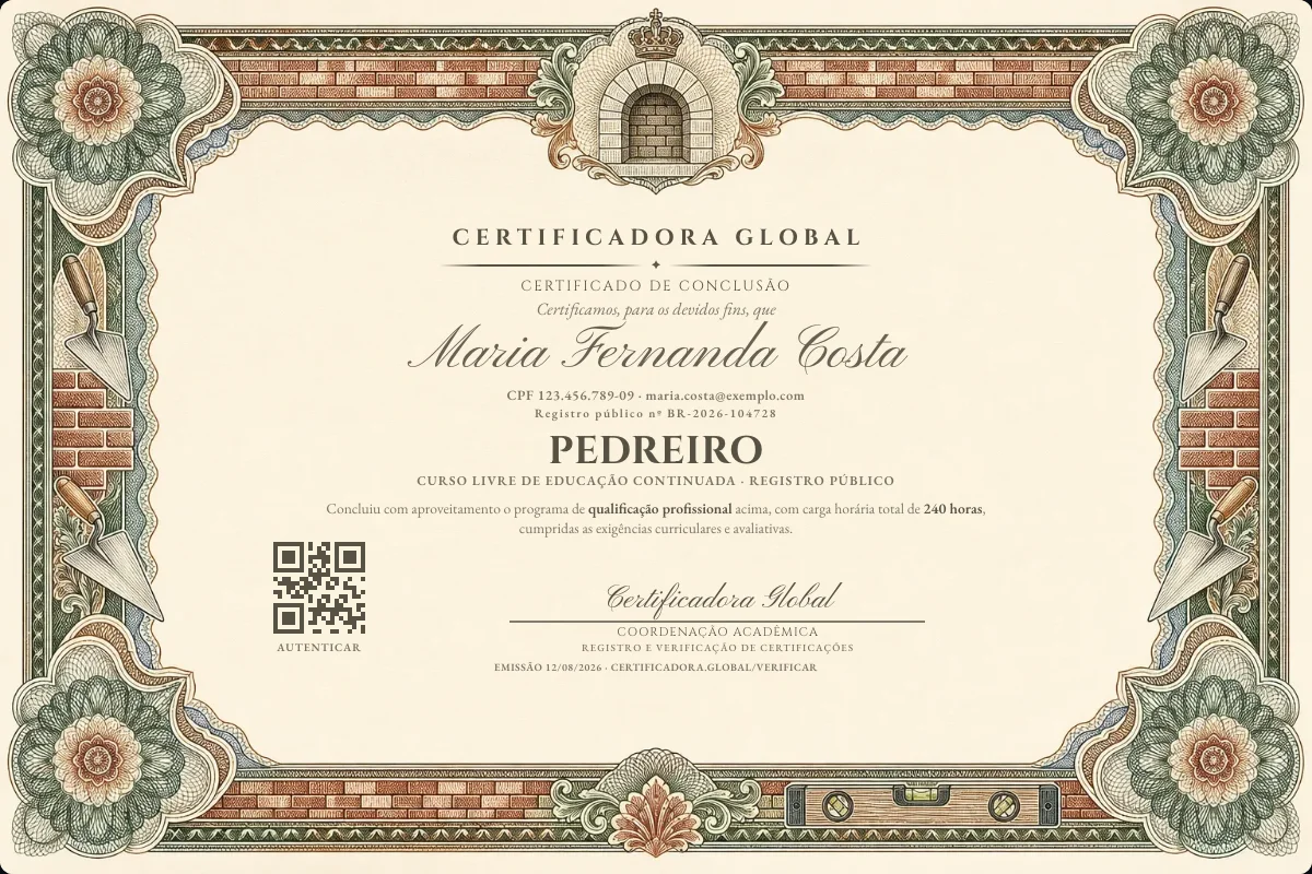 Capa do curso Pedreiro