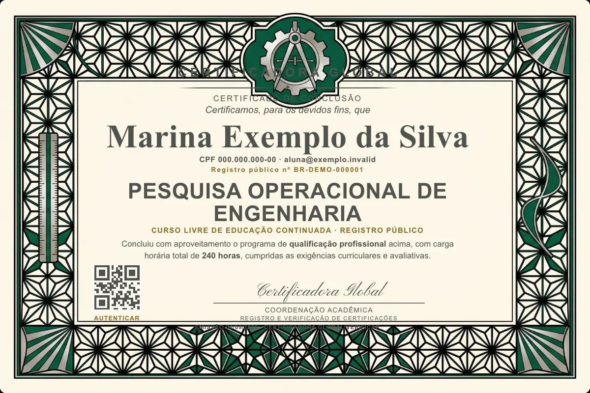 Capa do curso Pesquisa Operacional de Engenharia