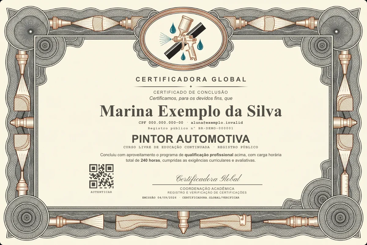 Capa do curso Pintor Automotiva